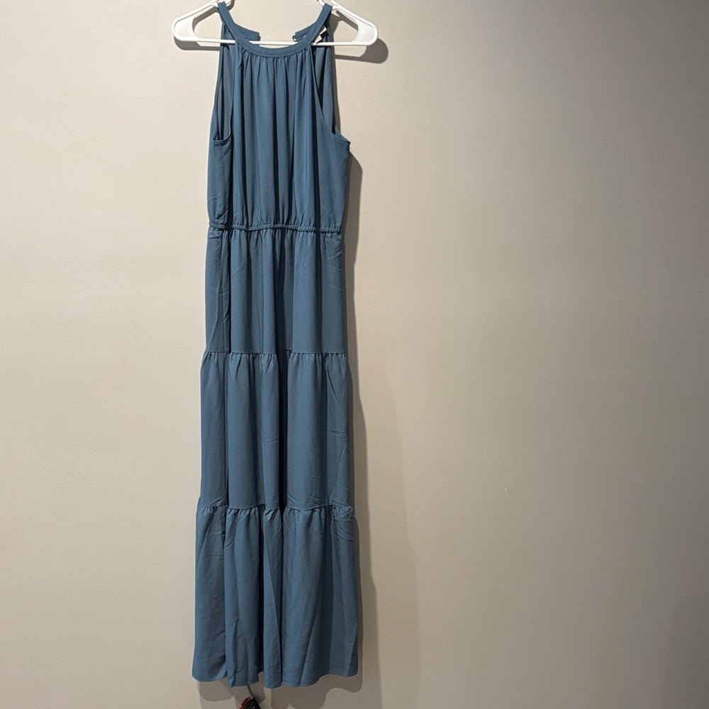 LOFT Blue Tiered Maxi Dress